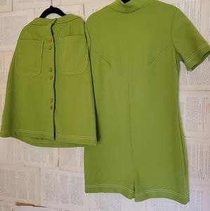 Vintage Olive Green Playsuit Set
